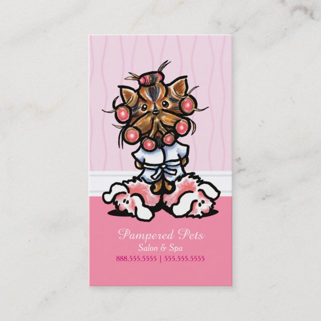 Dog Groomer Spa Yorkie Pink Customer Rewards Punch Loyalty Card (Front)