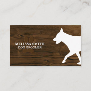 Dog Groomer Trainer Animal Wood Business Card
