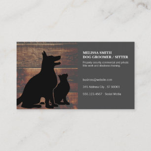 Dog Groomer Trainer Cats Wood Business Card