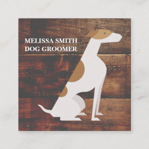 Dog Groomer Trainer Paws Wood Square Business Card