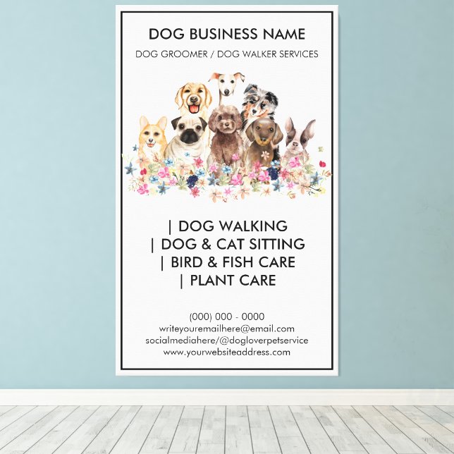 Dog groomer vet pet sitter Canine walkers business Canvas Print (Insitu(Wood Floor))