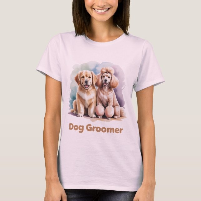 Dog Groomer Watercolor T-Shirt (Front)