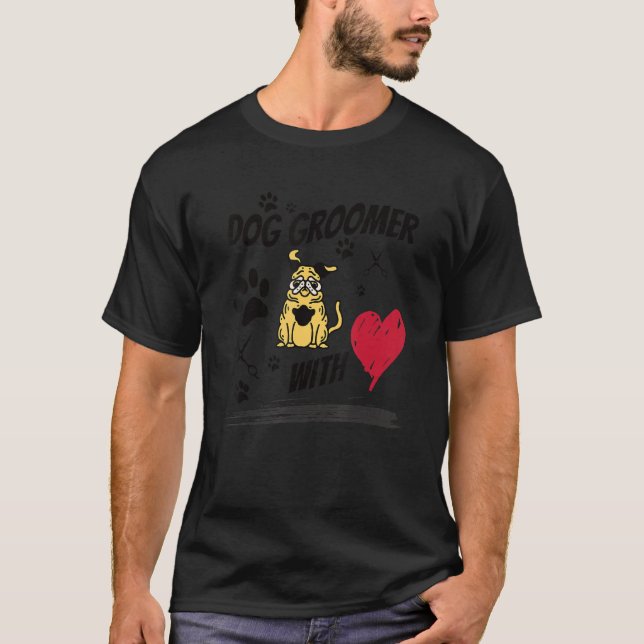 Dog Groomer With Heart T-Shirt (Front)