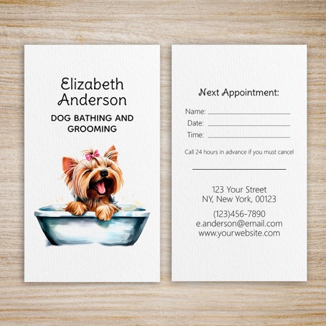 Dog Groomer Yorkie Appointment Business Card (Creator Uploaded)