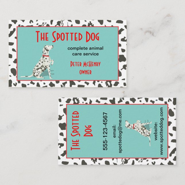 Dog Grooming Animal Care Service Business Card (Front/Back)