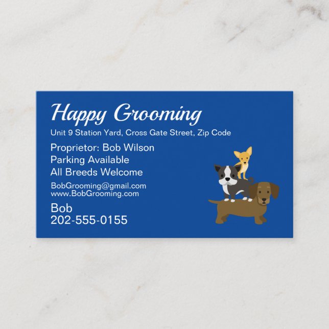 Dog Grooming Appointment Business Card (Front)
