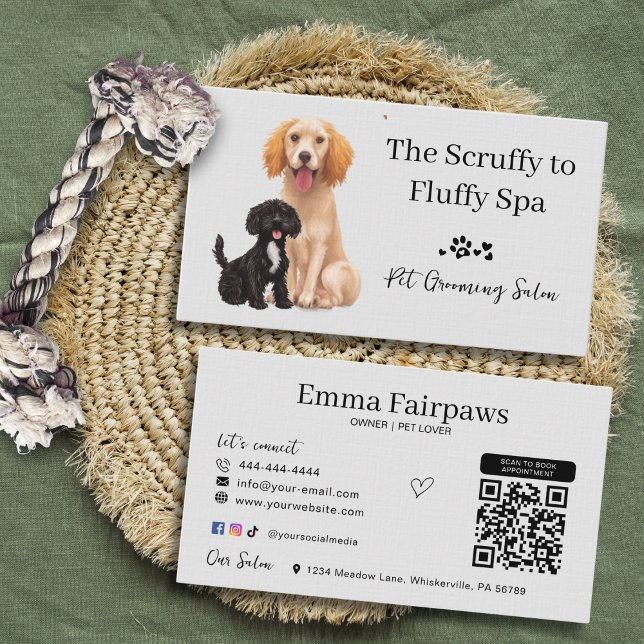 Dog Grooming  Business Card (Pet grooming business cards for pet care business)