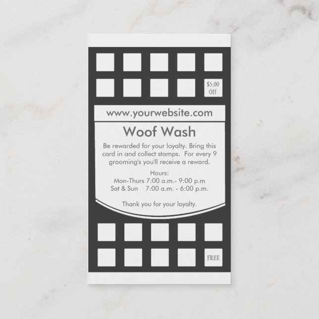 Dog Grooming Business Card Loyalty Card (Back)