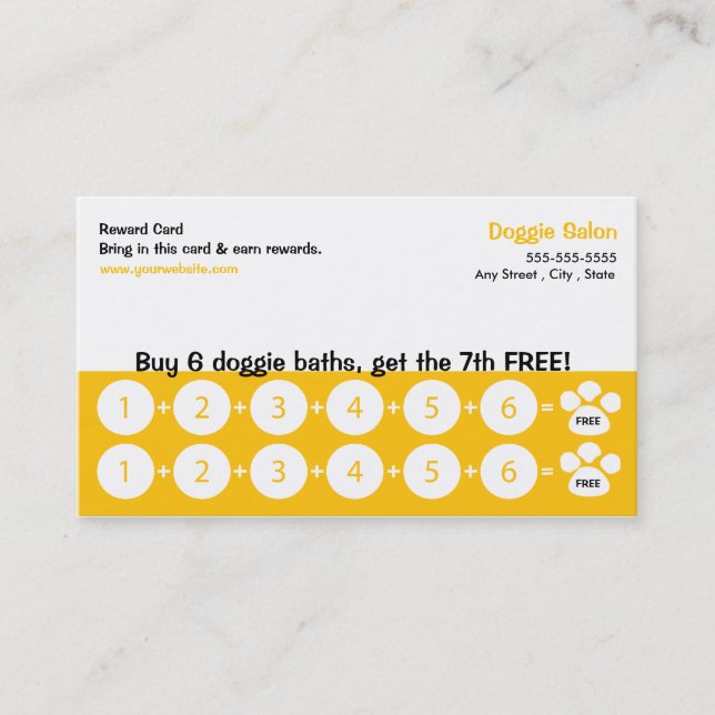 Dog Grooming Business Card Loyalty Card (Front)