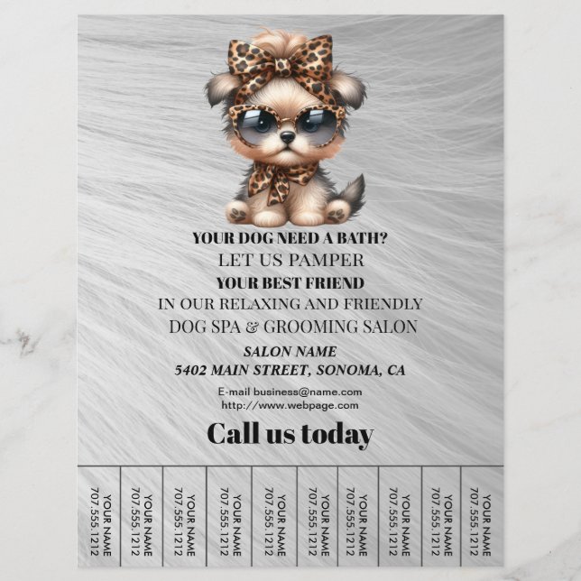 Dog grooming business personalised flyer (Front)