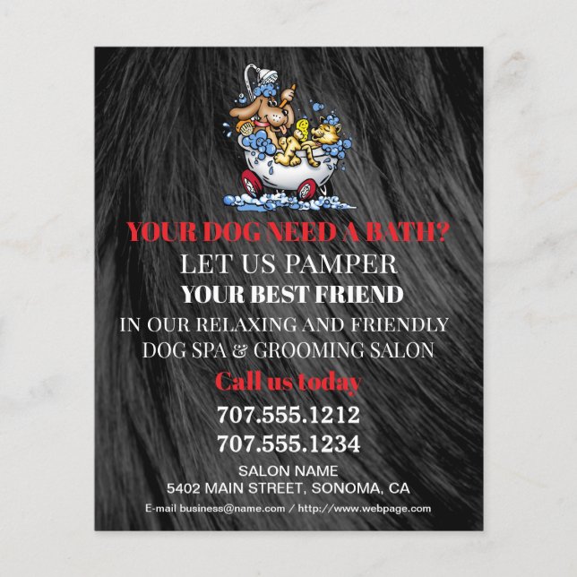 Dog grooming business personalised flyer (Front)