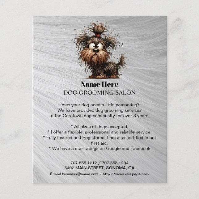 Dog grooming business personalised flyer (Front)