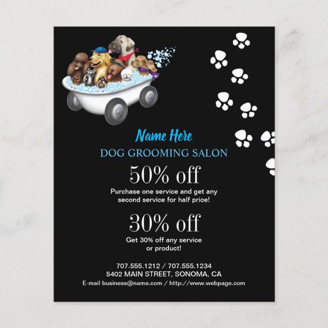 Dog grooming business personalised flyer (Front)