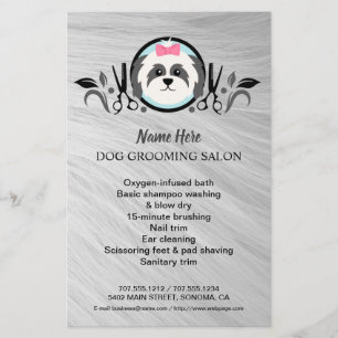 Dog grooming business personalised flyer