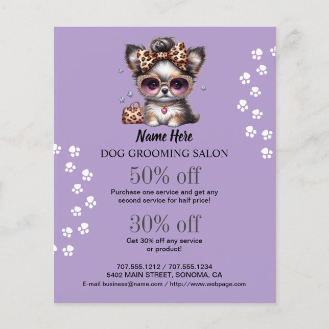 Dog grooming business personalised flyer (Front)