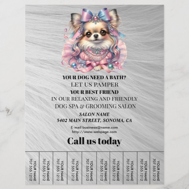 Dog grooming business personalised flyer (Front)