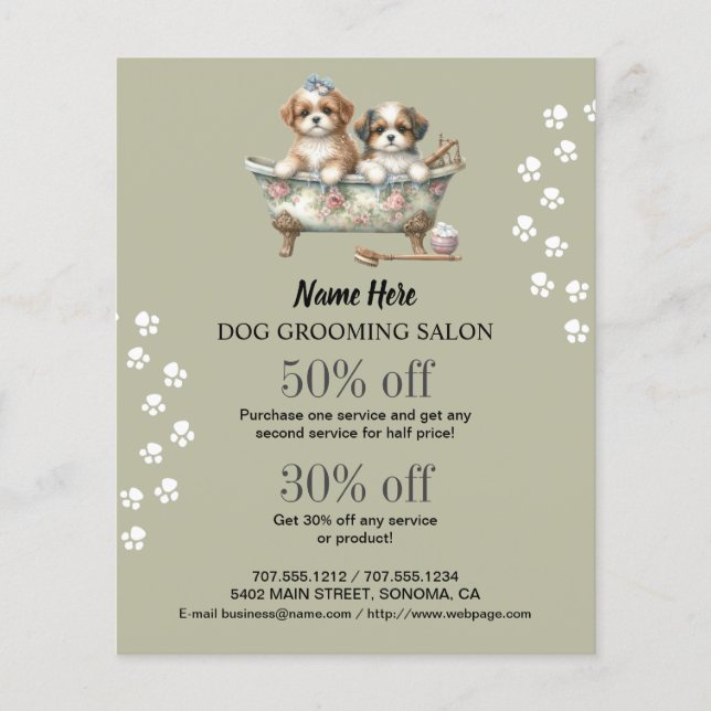 Dog grooming business personalised flyer (Front)
