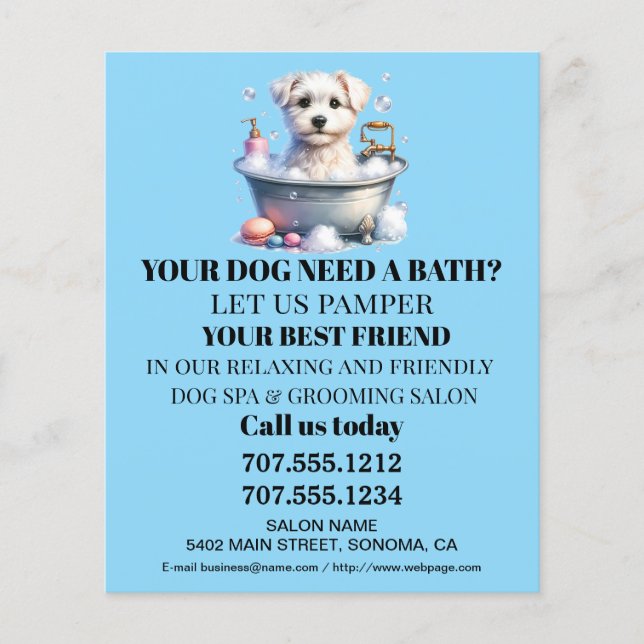 Dog grooming business personalised flyer (Front)