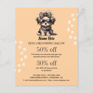 Dog grooming business personalised flyer