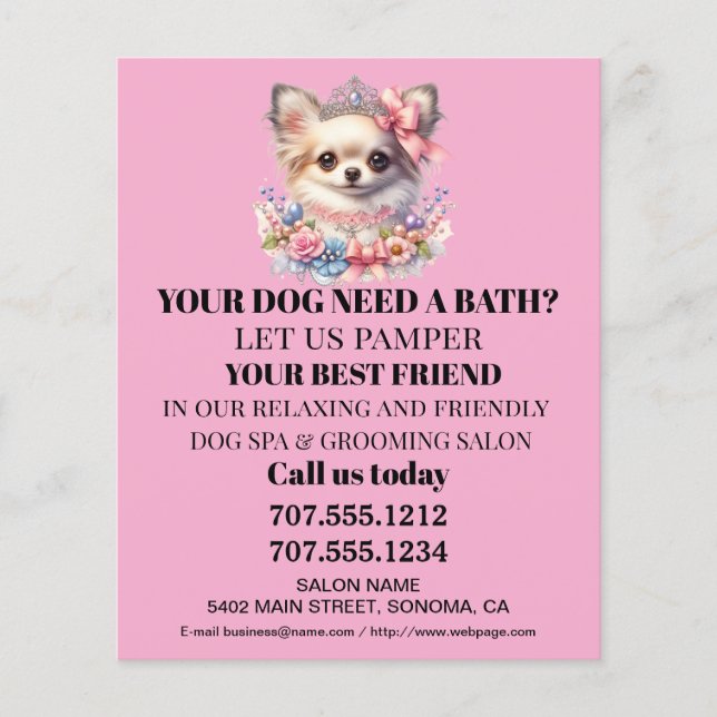 Dog grooming business personalised flyer (Front)