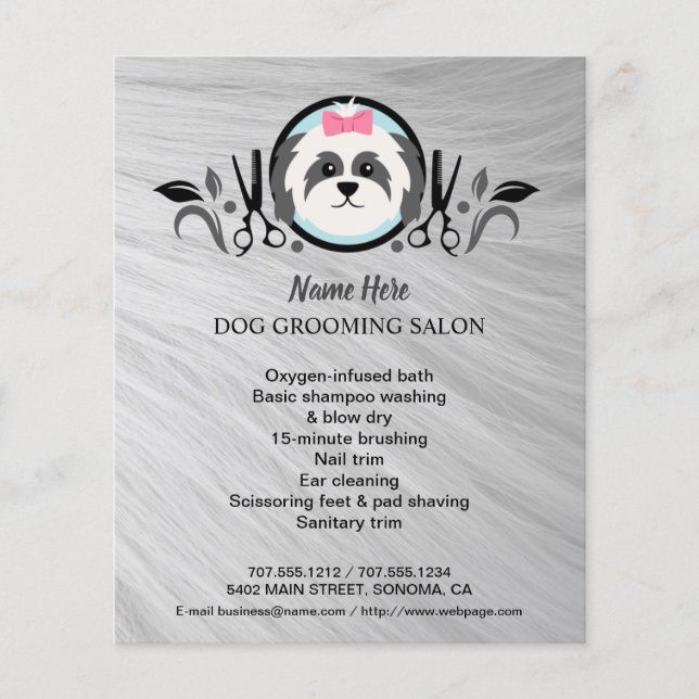 Dog grooming business personalised flyer (Front)