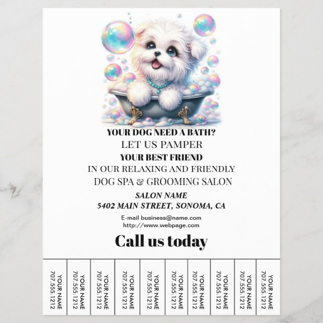 Dog grooming business personalised flyer (Front)