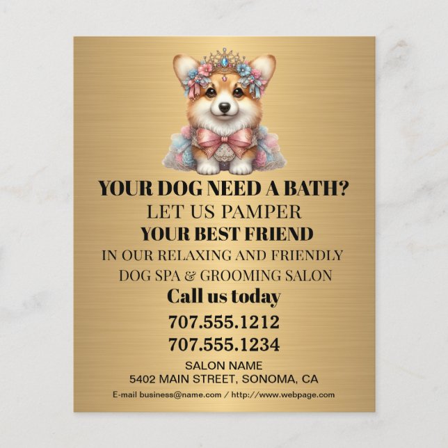 Dog grooming business personalised flyer (Front)