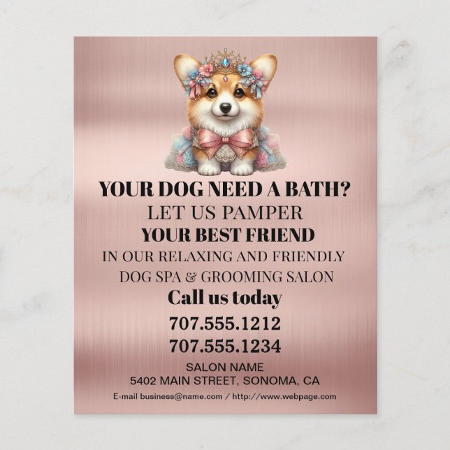 Dog grooming business personalised flyer (Front)