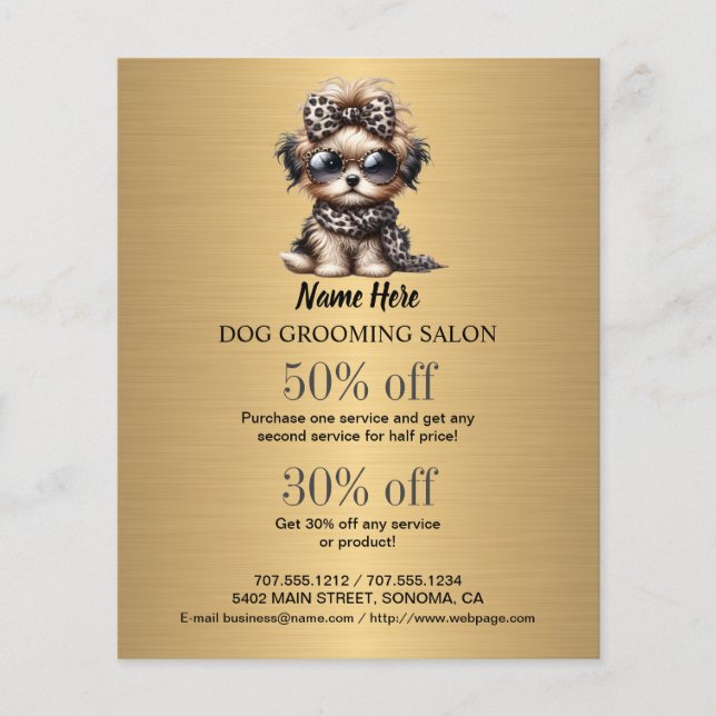 Dog grooming business personalised flyer (Front)