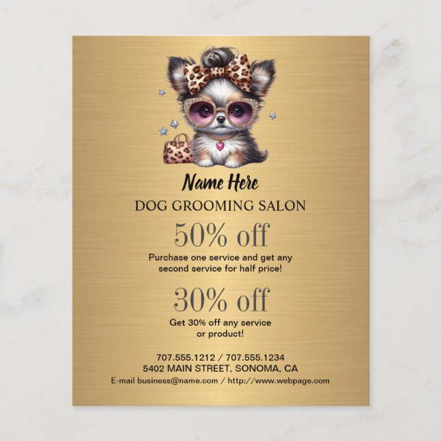 Dog grooming business personalised flyer (Front)