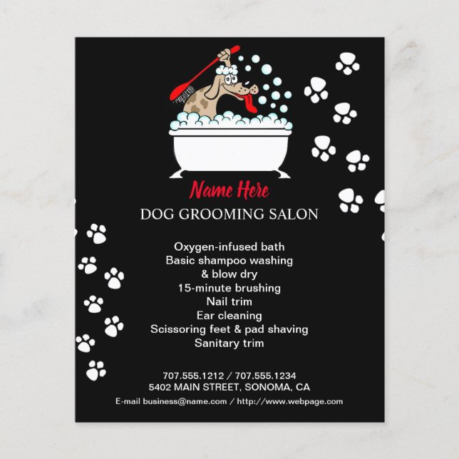 Dog grooming business personalised flyer (Front)