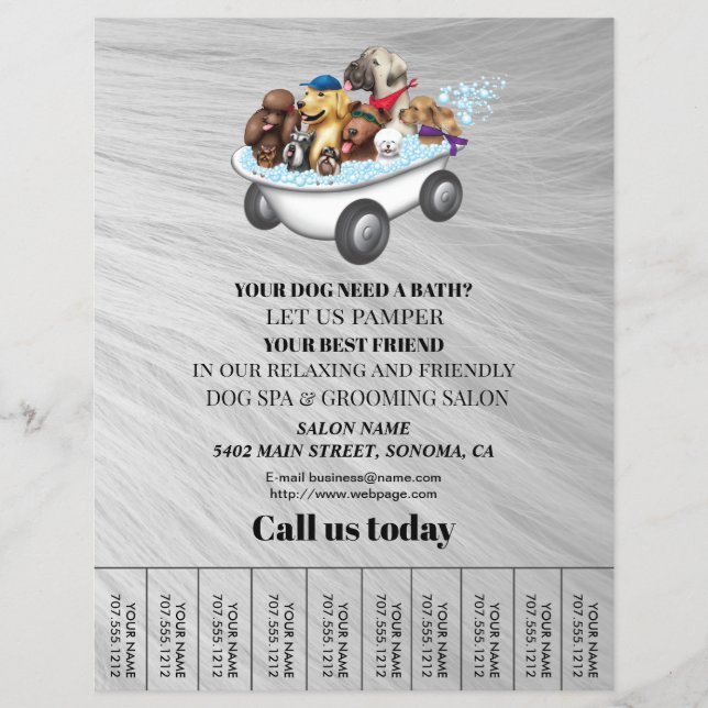 Dog grooming business personalised flyer (Front)