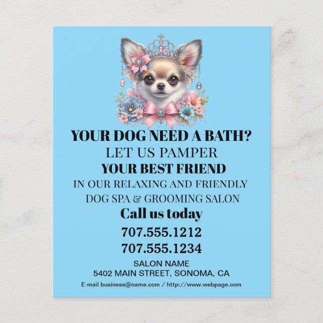 Dog grooming business personalised flyer (Front)