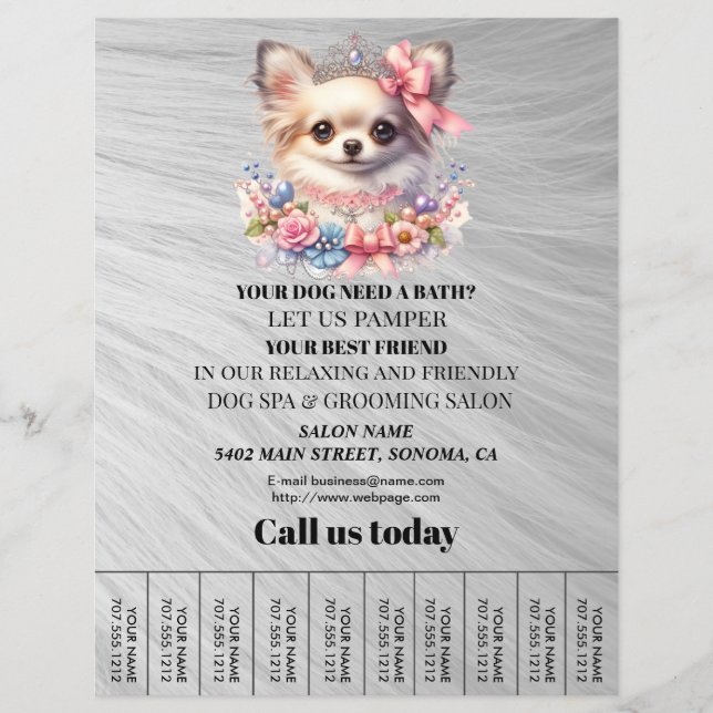 Dog grooming business personalised flyer (Front)