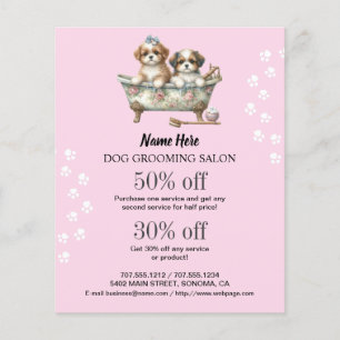 Dog grooming business personalized flyer
