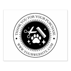 Dog Grooming Business Wood Art Stamp with Logo