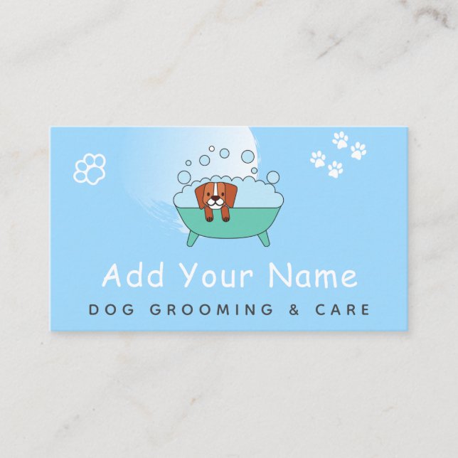 Dog Grooming Care Haircut Funny Pet Bubble Bath Business Card (Front)