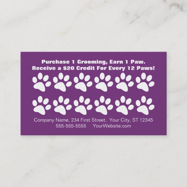 Dog Grooming Customer Loyalty Card (Front)