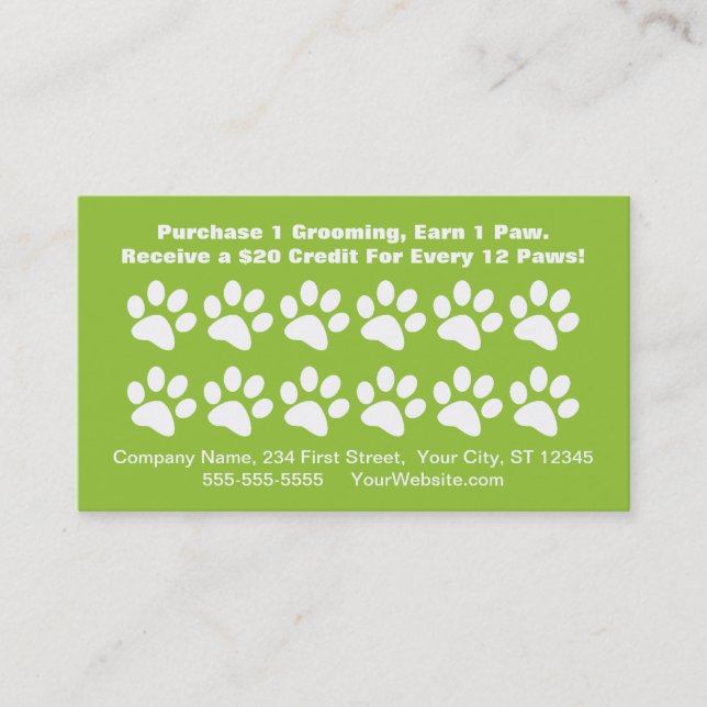 Dog Grooming Customer Reward Card - Loyalty Card (Front)