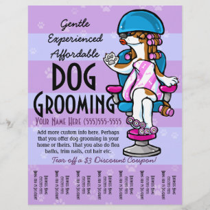 Dog Grooming. Customisable Promotional Tear sheet