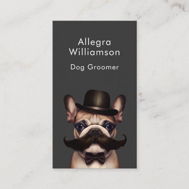 Dog Grooming Cute French Bulldog  Business Card (Front)