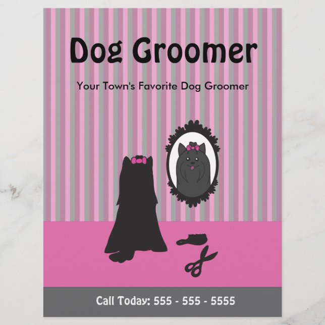 Dog Grooming Flyer - Can Be Personalised, Custom (Front)