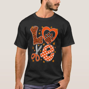 Dog Grooming For Women Men Black And Orange Plaid T-Shirt