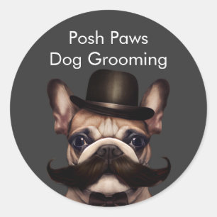 Dog Grooming French Bulldog Promotional Classic Round Sticker