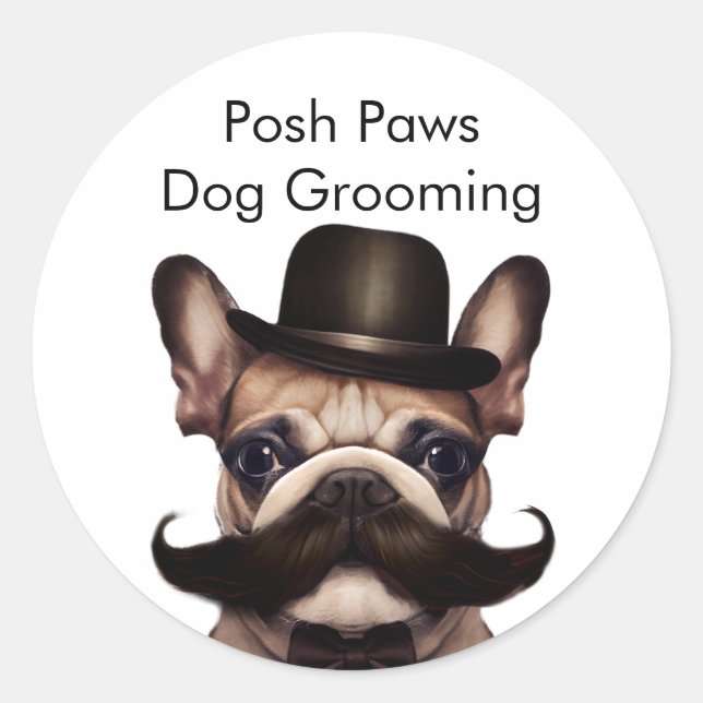 Dog Grooming French Bulldog Promotional White Classic Round Sticker (Front)