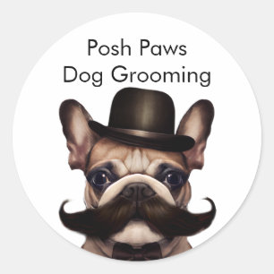 Dog Grooming French Bulldog Promotional White Classic Round Sticker