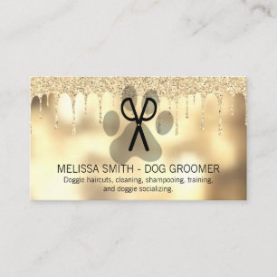 Dog Grooming Glitter Drip Boke Business Card