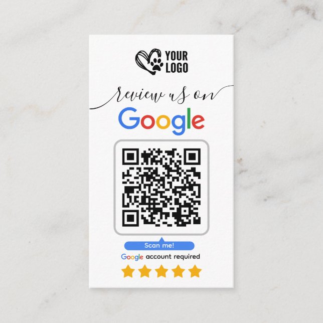 Dog Grooming Google Review Request Card QR Code (Front)