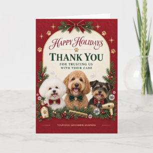 Dog Grooming Holiday Thank You Card