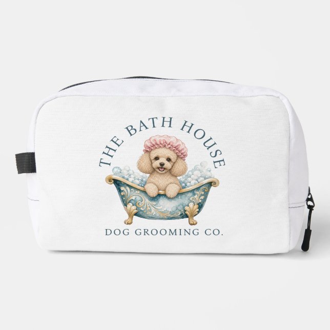 Dog Grooming Kit Wash Bag Cute Toy Poodle In Bath (Front)